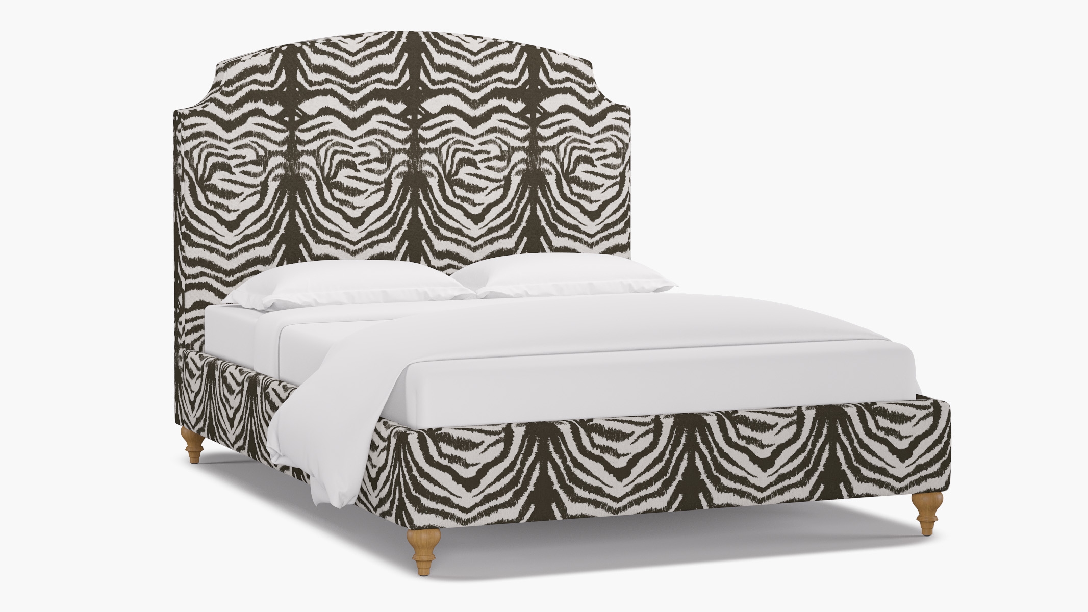Cove Bed, Zebra, Natural Traditional Turned Leg, Queen - Image 1