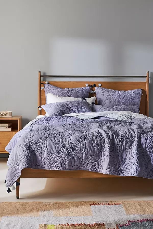 Embroidered Joaquin Quilt By Anthropologie in Purple Size Q top/bed - Image 0