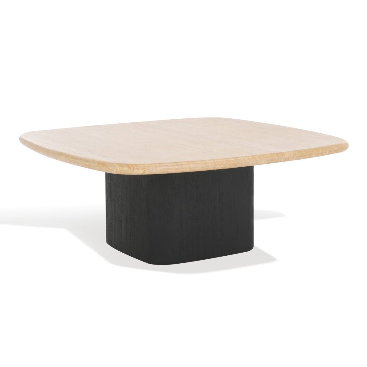 Celestyn Square Trav Coffee Table - Travertine/Black - Image 5