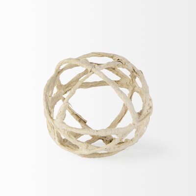 Kali 4.5L X 4.5W X 4.5H Small Beige Decorative Metal And Paper Object - Image 0