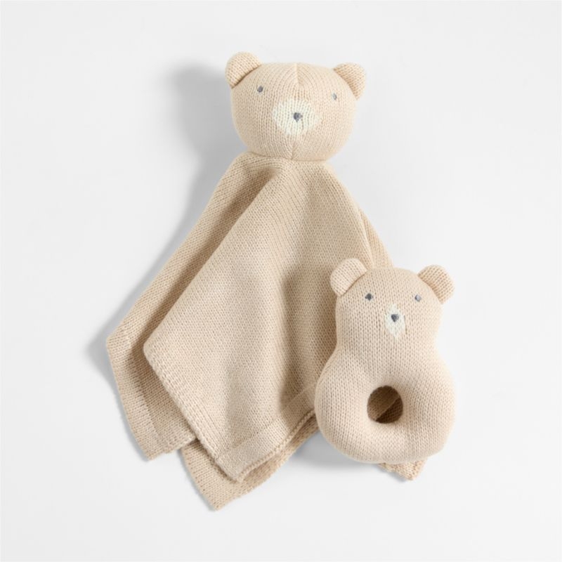 Bear Knit Lovey and Rattle Gift Set - Image 1