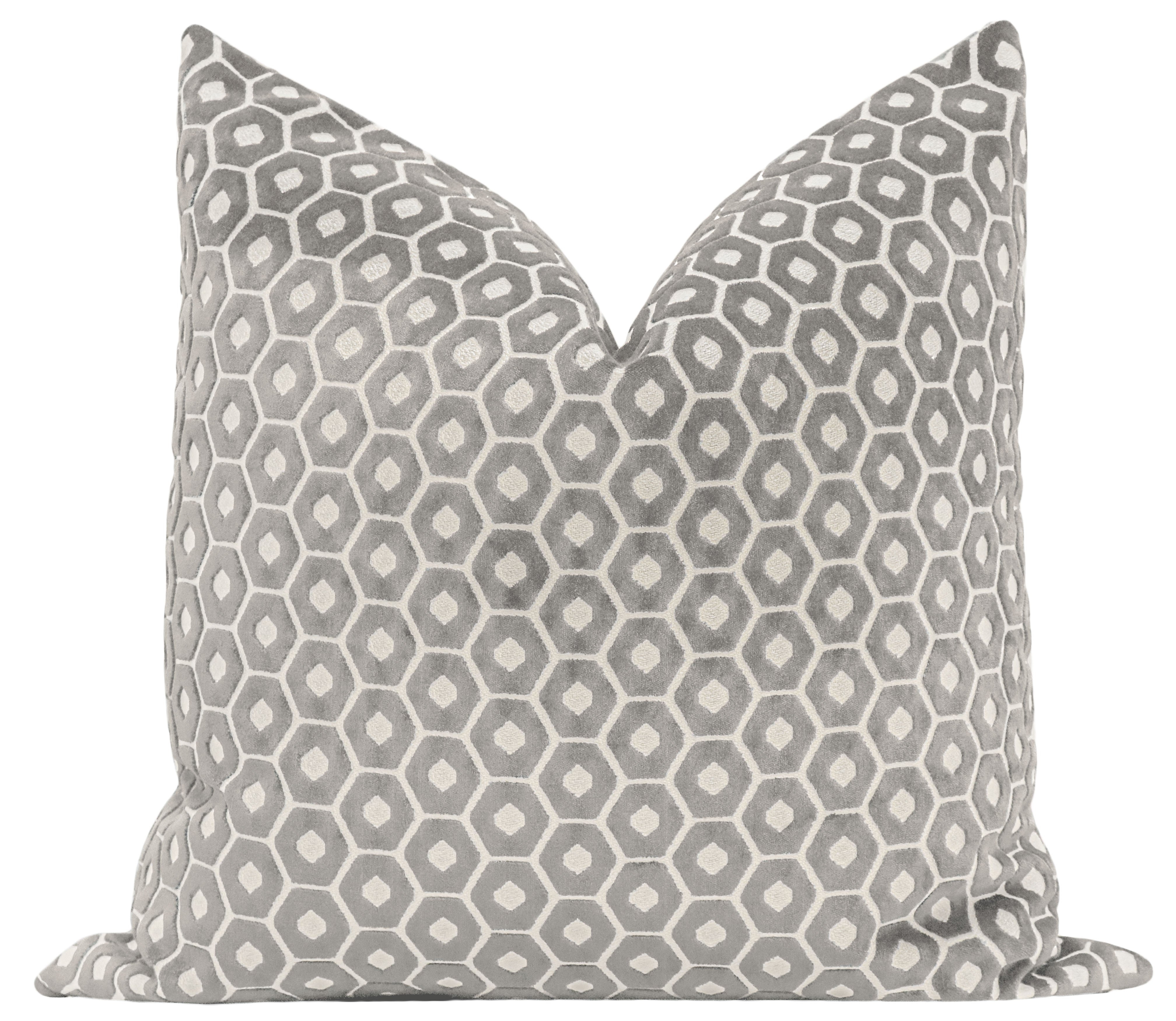 Paloma Cut Velvet Pillow Cover, Grey, 20" x 20" - Image 0