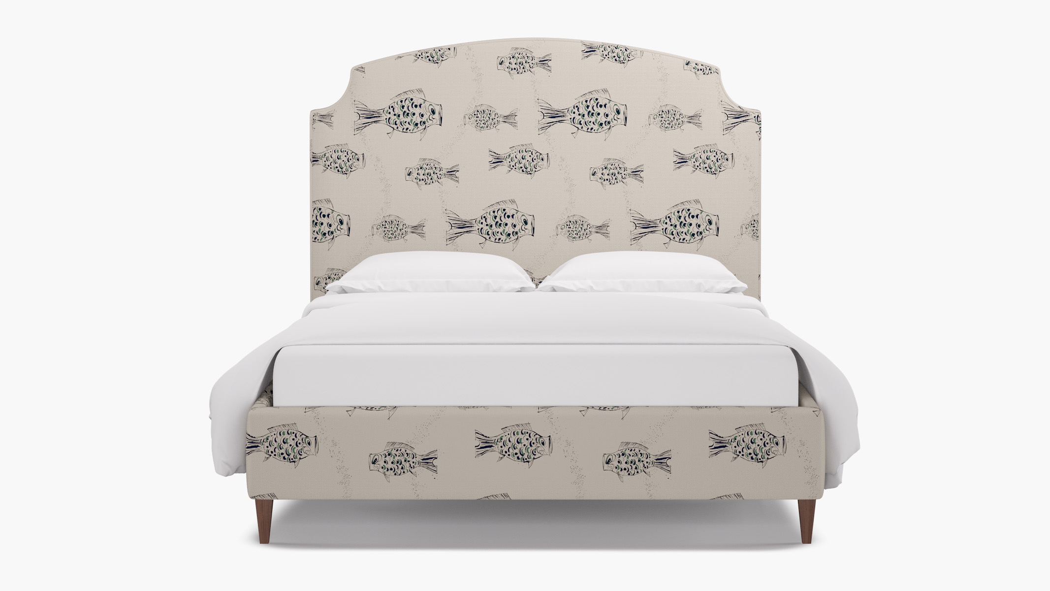 Cove Bed, Canvas Sakana, Walnut Square Tapered Leg, Queen - Image 0