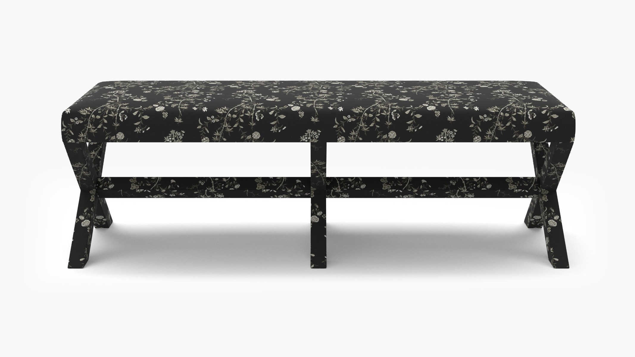 Double X Bench, Black Bamboo Garden - Image 0