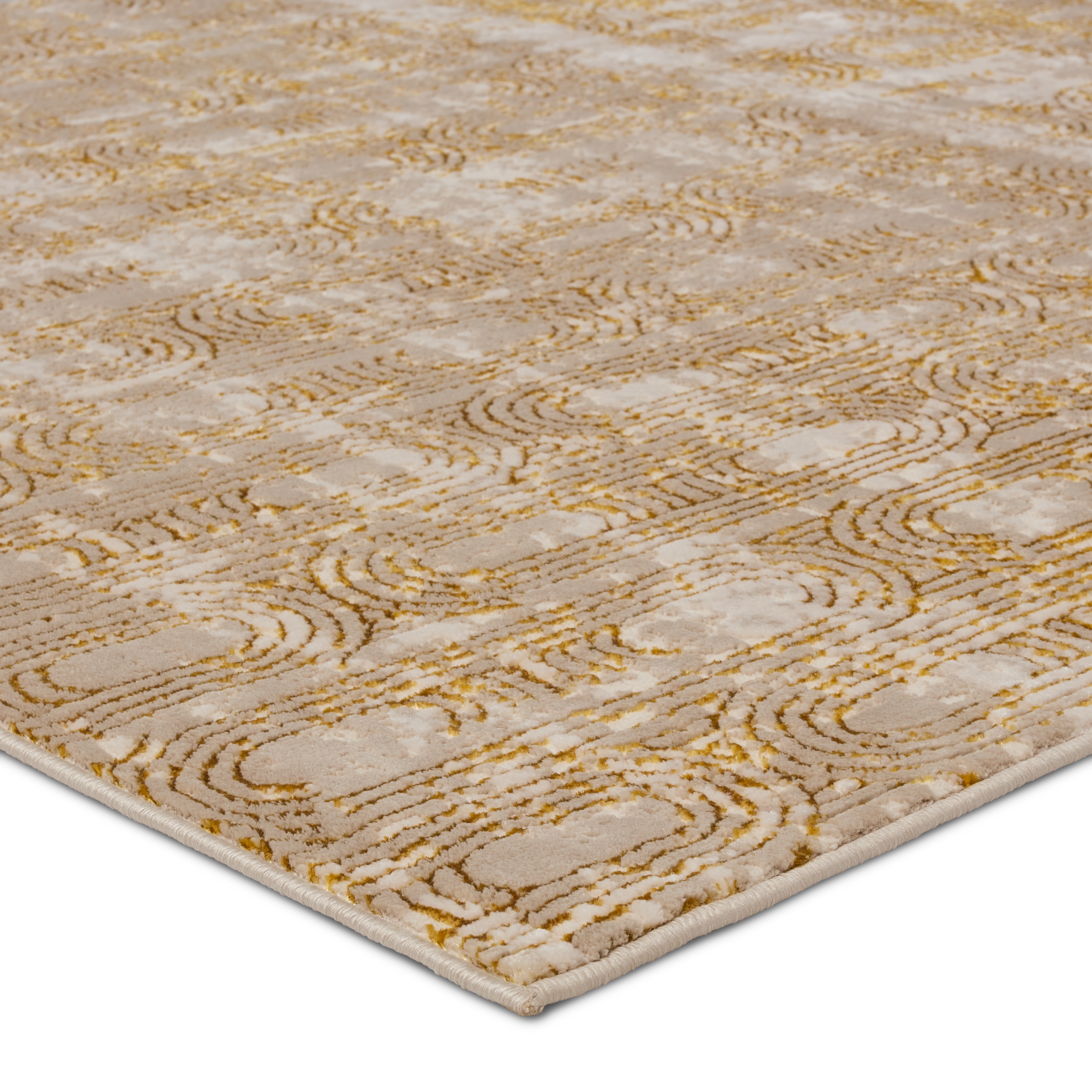 Gimeas Geometric Gold/ Taupe Area Rug (9'3"X13') - Image 1