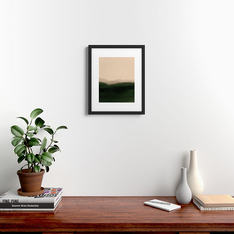 Green Hills by Iris Lehnhardt, Modern Framed Art Print, Black, 20" x 16" - Image 1