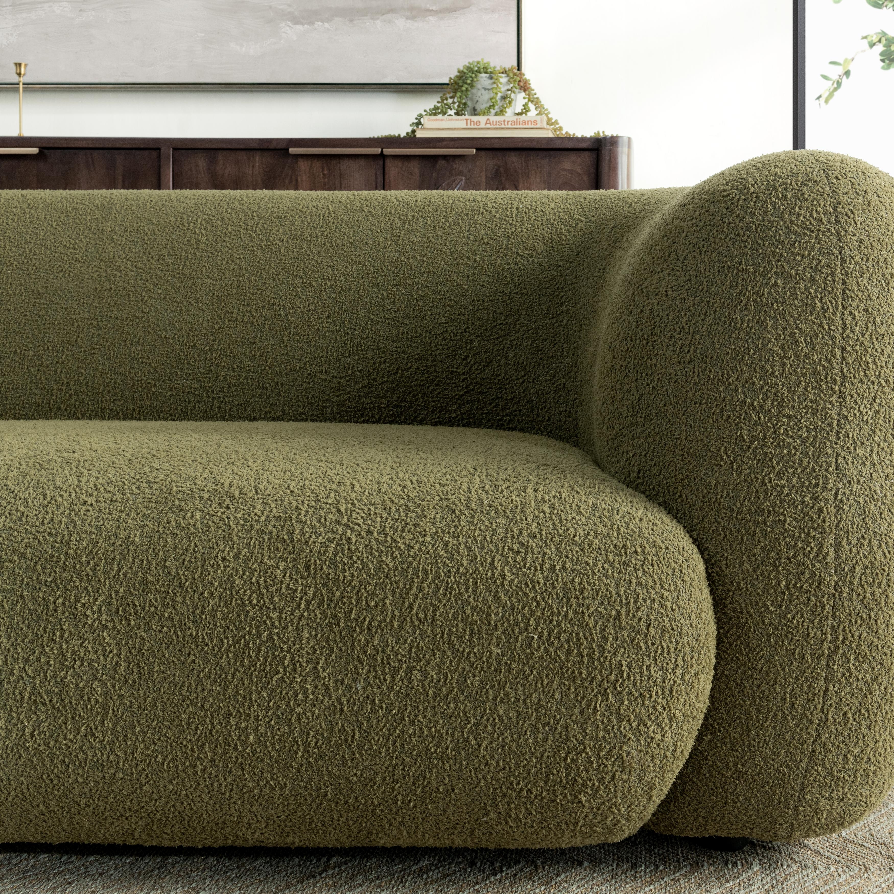 Faris Upholstered Sofa Dark Olive - Image 9