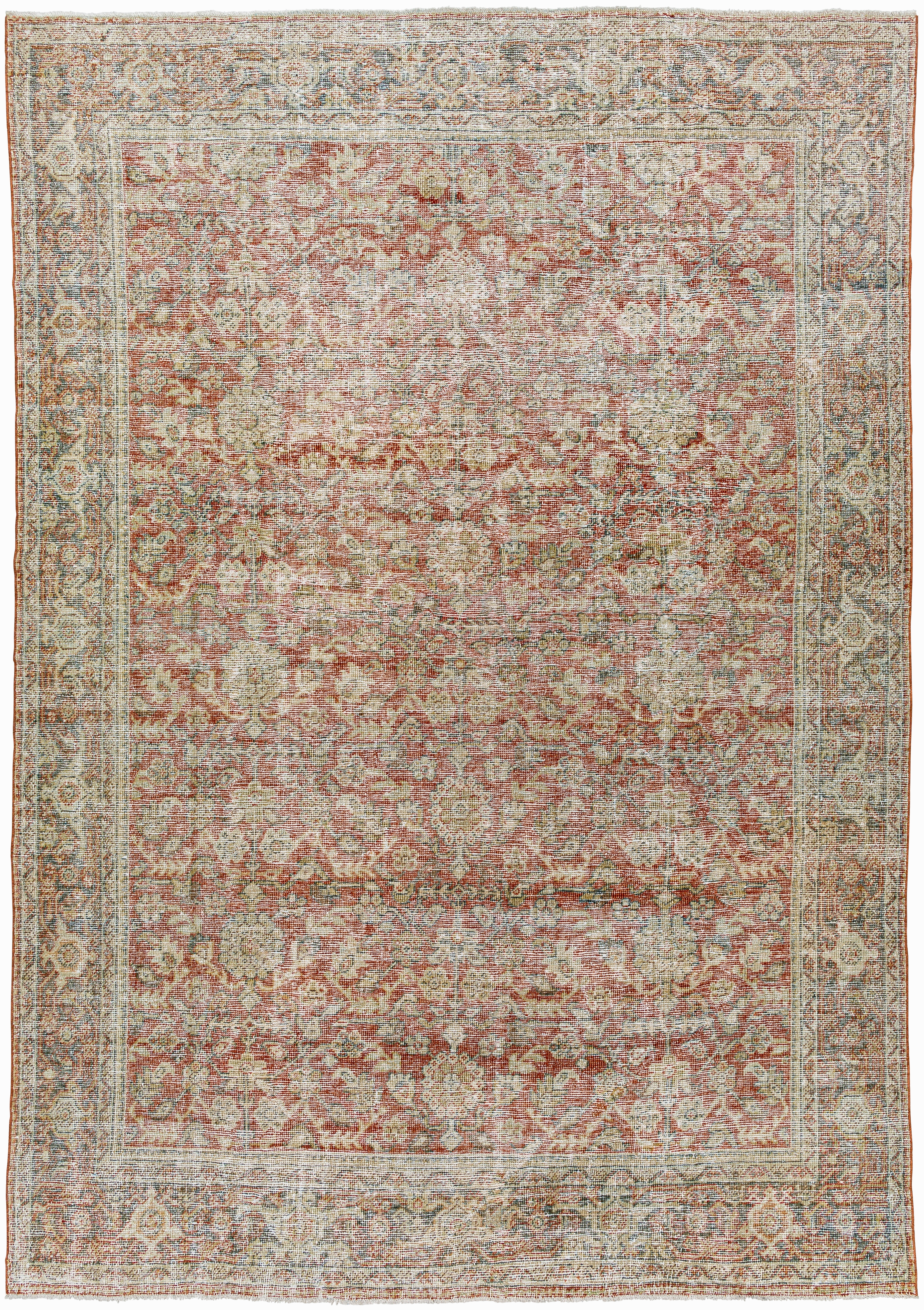 Antique One of a Kind Beige Indoor 7'1" x 10'2" Handmade Rug - Image 0