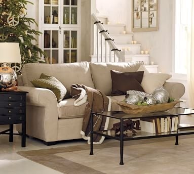 Pearce Roll Arm Upholstered Sofa 81", Down Blend Wrapped Cushions, Chenille Basketweave Pebble - Image 2