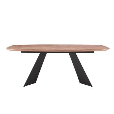 Malene 79" Dining Table Top In American Walnut With Matte Dark Gray Base - Image 0
