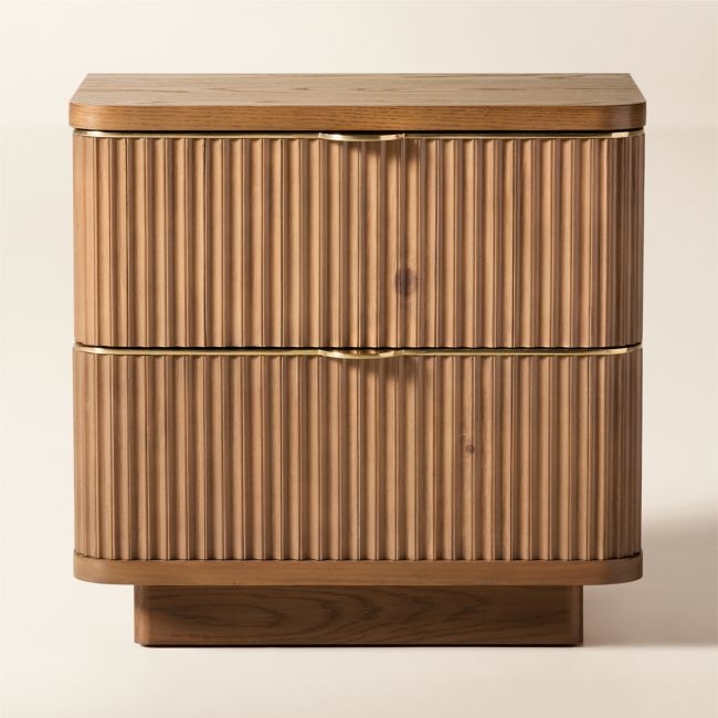 Davison 24" Fluted Oak 2-Drawer Nightstand - Image 0