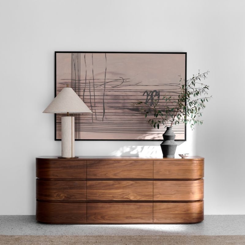 Milano Natural Walnut Wood 9-Drawer Dresser - Image 1