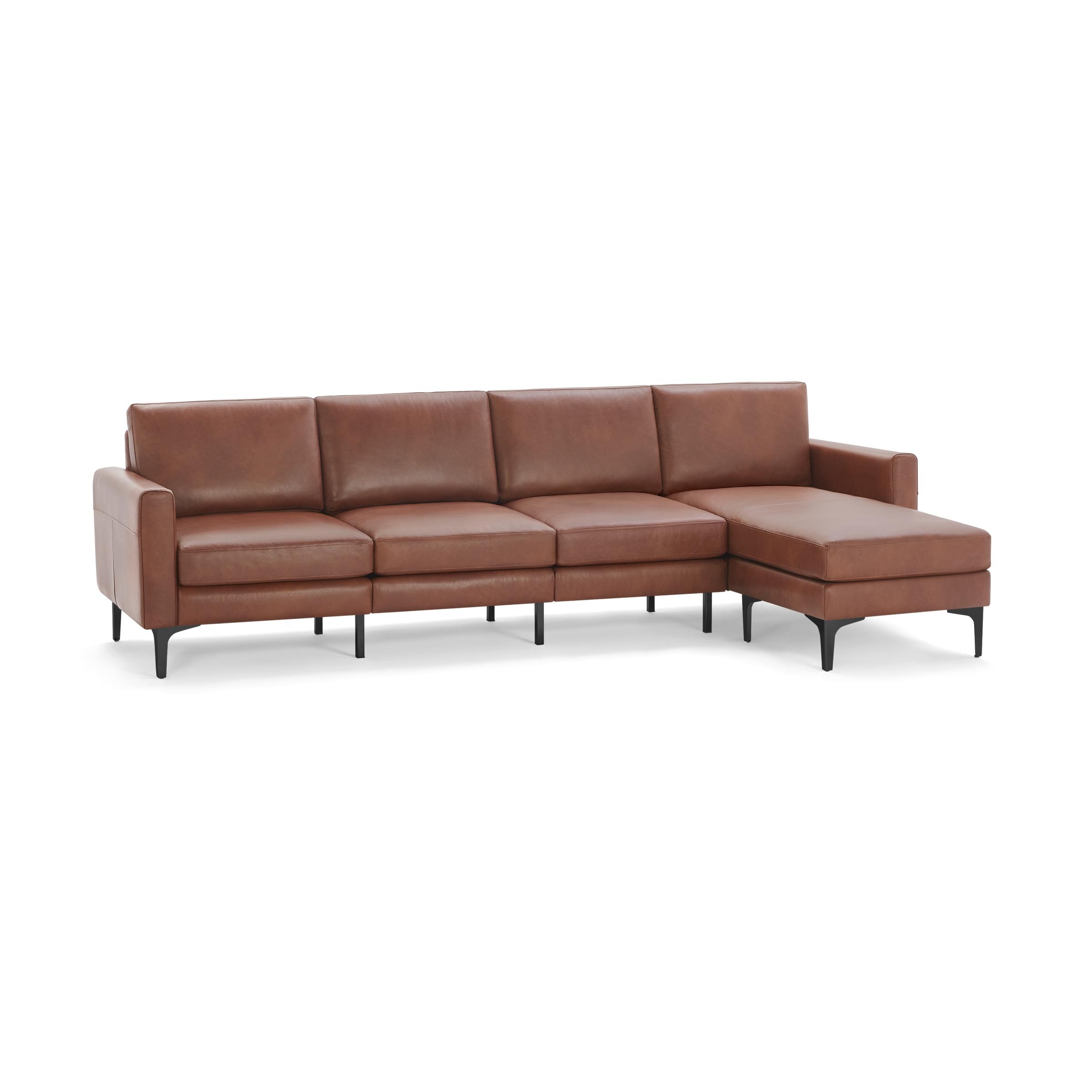 Nomad Leather King Sectional - Chestnut - Top Grain Leather / Black - Metal / Block - Image 0
