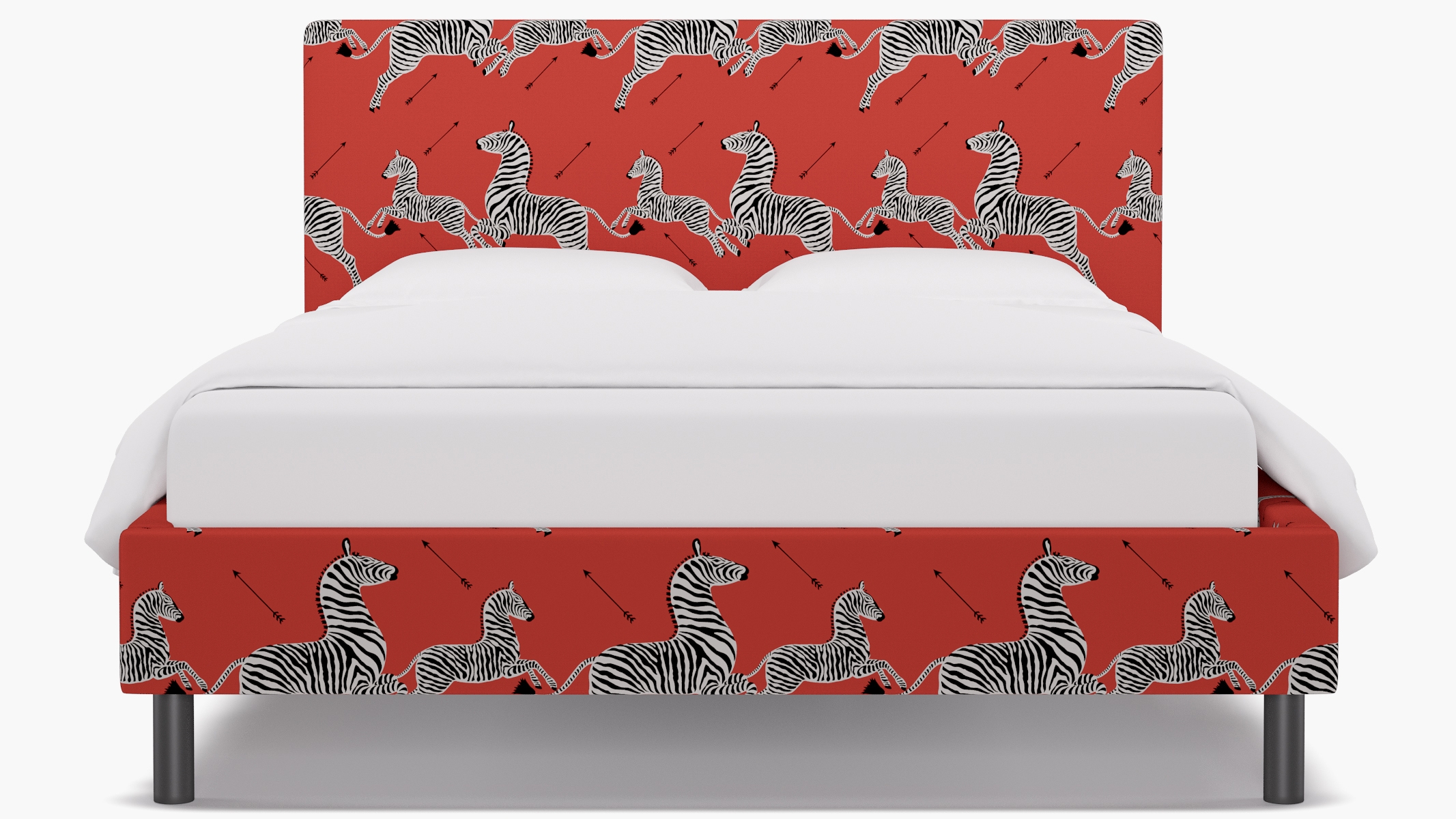 Tailored Platform Bed, Coral Zebra, Queen - Image 0