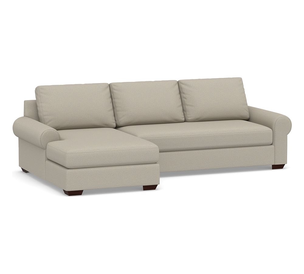 Big Sur Roll Arm Upholstered Right Arm Loveseat with Chaise Sectional and Bench Cushion, Down Blend Wrapped Cushions, Performance Boucle Fog - Image 0