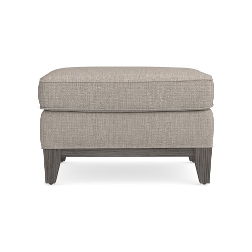 Presidio Ottoman, Standard Cushion, Perennials Performance Melange Weave, Light Sand, Grey Leg - Image 0