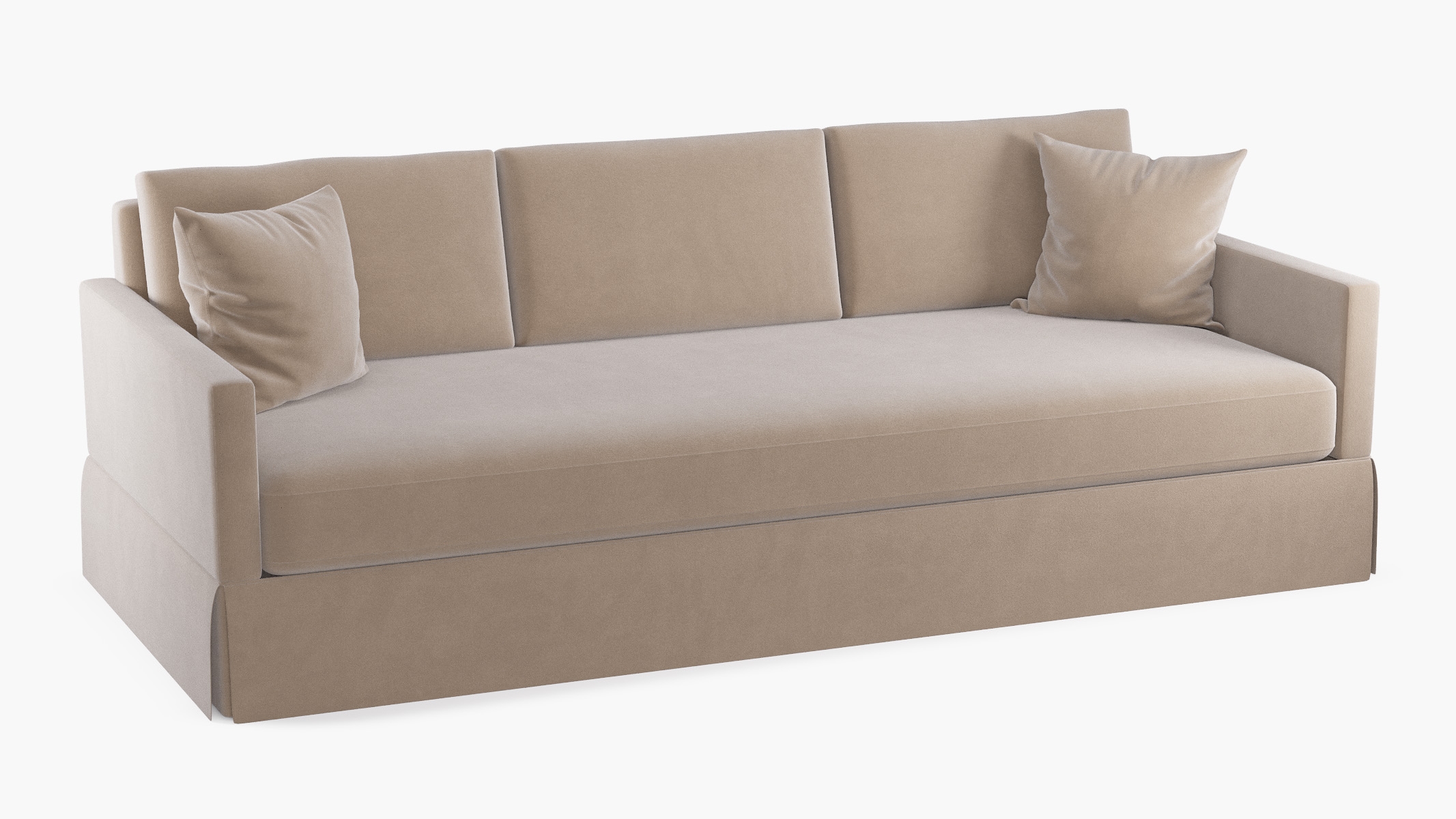 Skirted Track Arm Sofa, Oatmeal Luxe Velvet, Standard (39") - Image 1