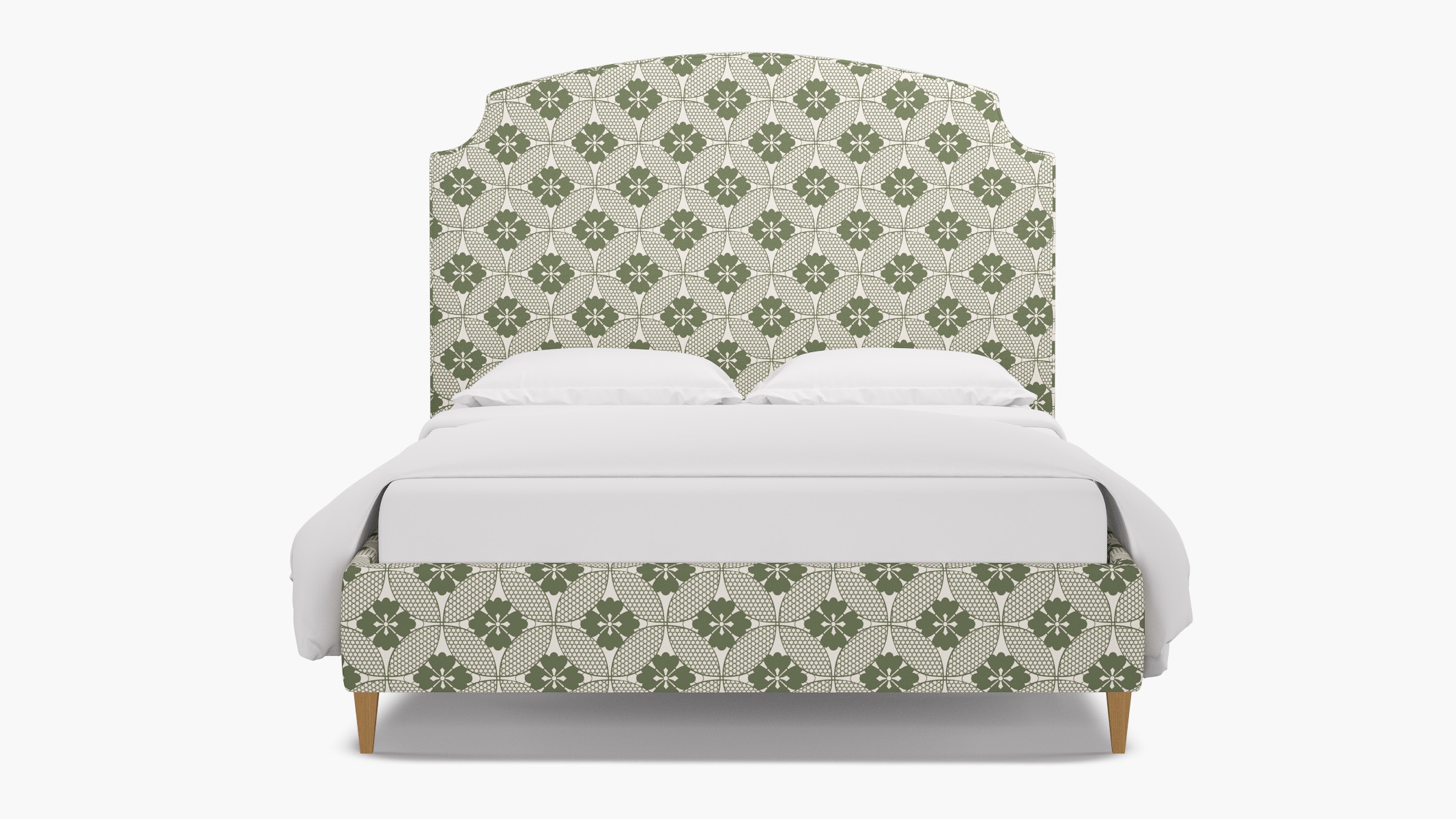 Cove Bed, Sage Solaire, Natural Square Tapered Leg, Queen - Image 0