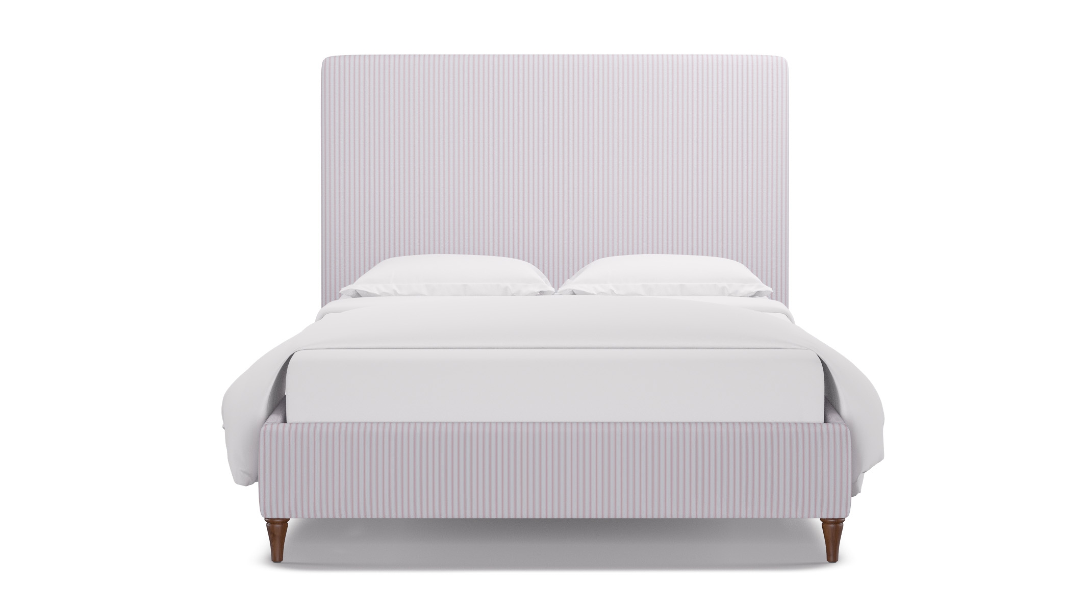 Classic Bed, Pink Classic Ticking Stripe, Walnut Decorative Tapered Leg, Queen - Image 0