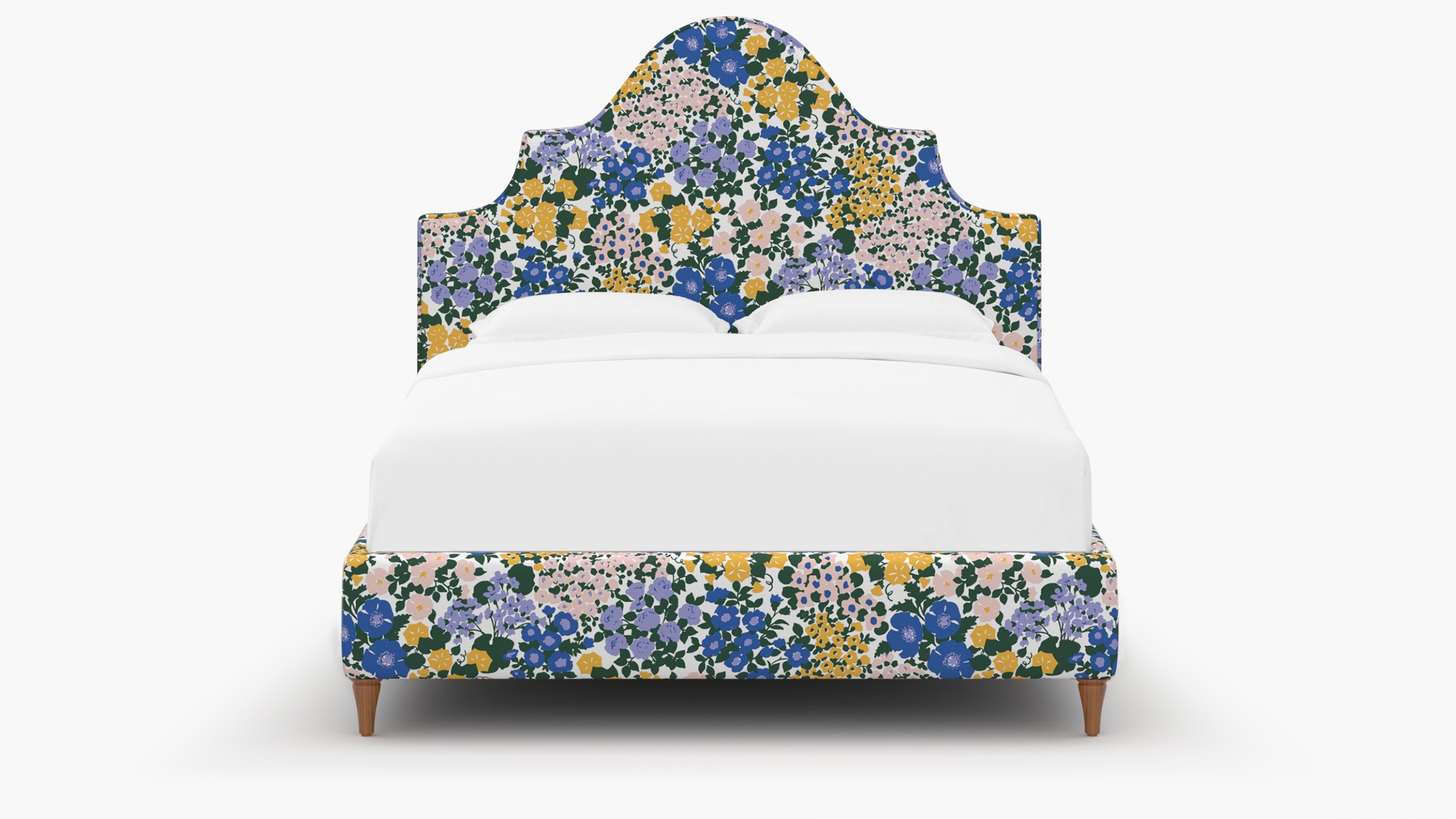 Statement Bed, Lavender Million Flowers, Walnut Decorative Tapered Leg, Twin - Image 0