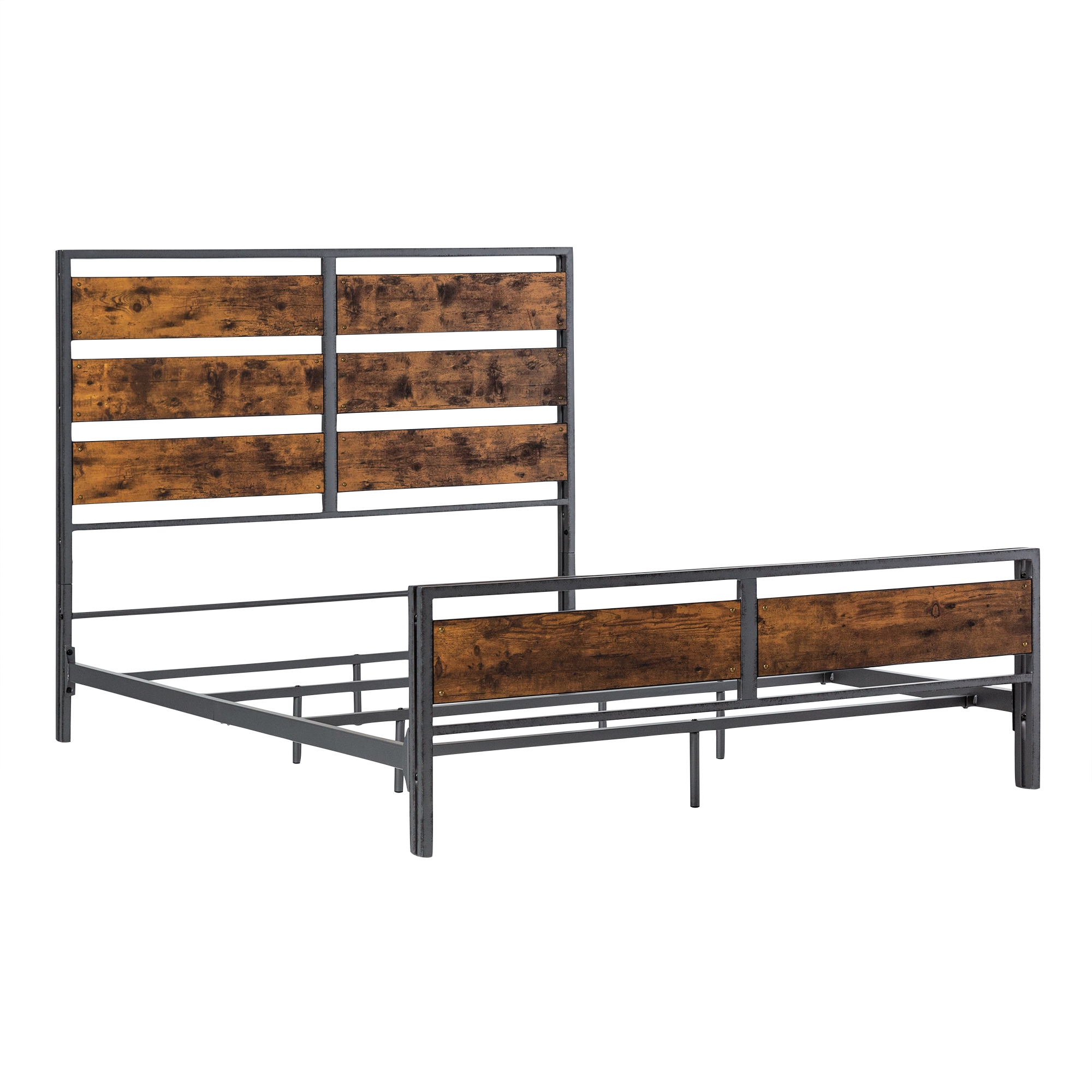 Industrial Metal & Wood Platform Bed - Thumbnail 3