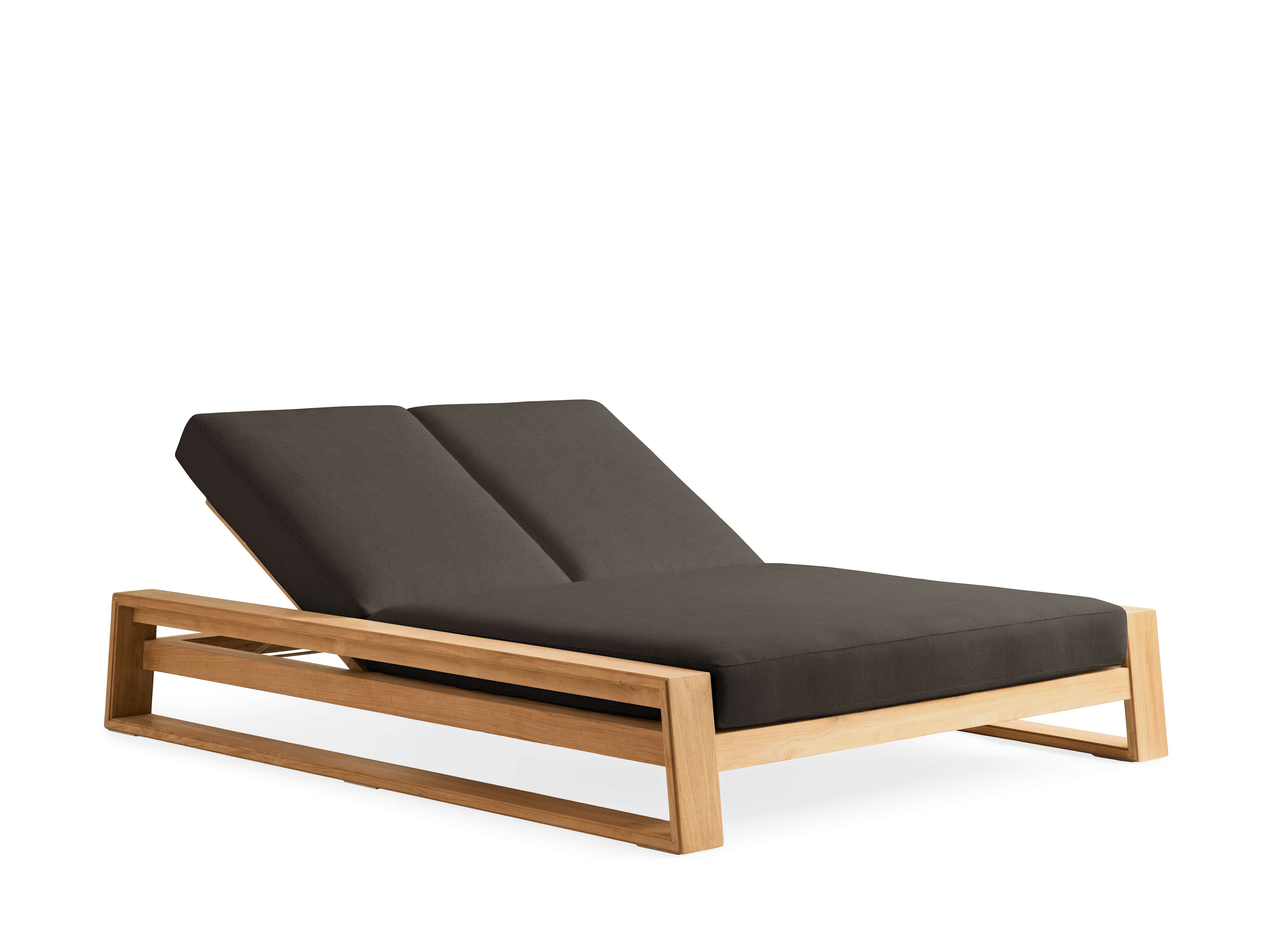 Canyon Outdoor Double Chaise Teak in Natural  Rosemount Bark  - Image 0