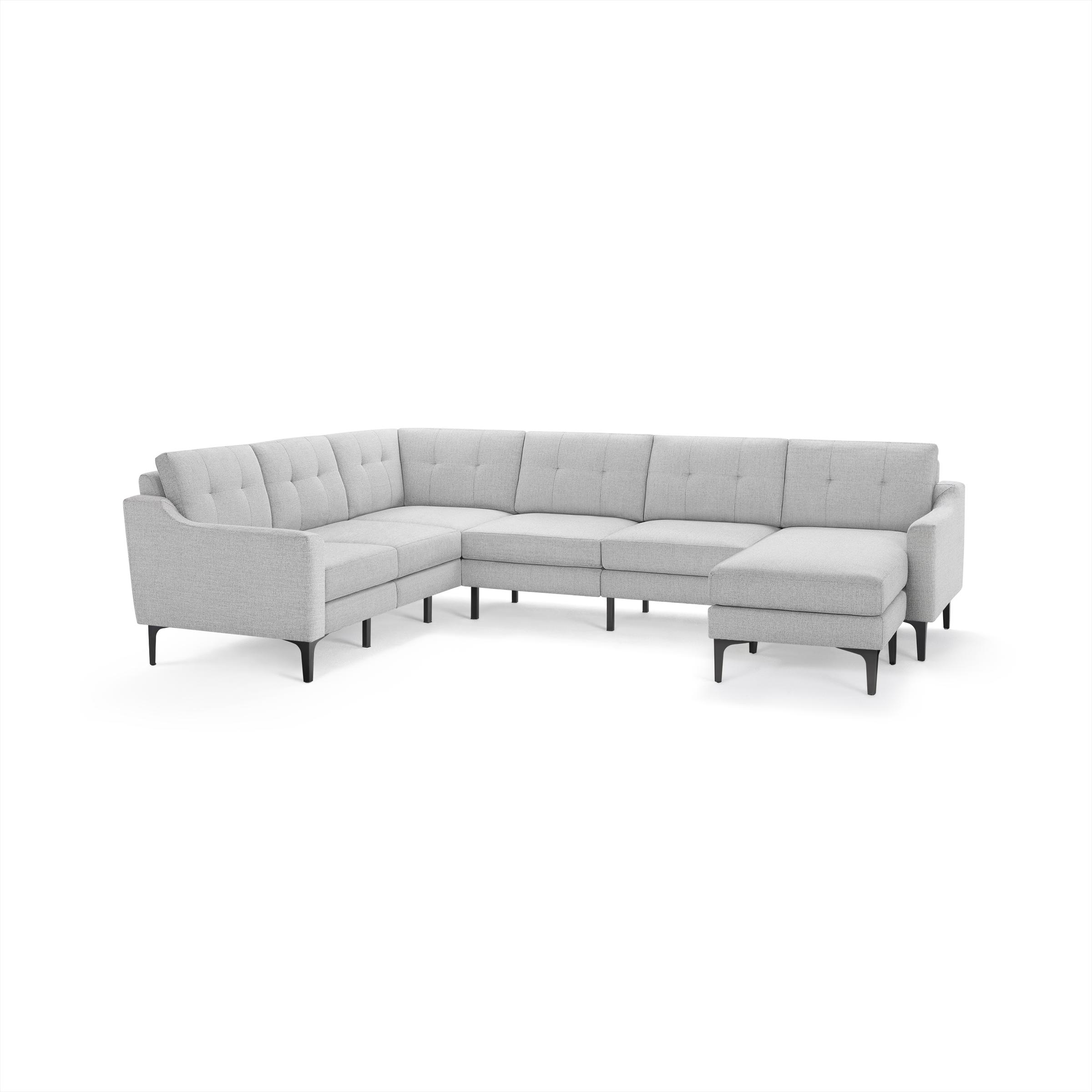 Nomad 6-Seat Corner Sectional with Chaise - Crushed Gravel - Performance Chenille / Black - Metal / Slope - Image 0