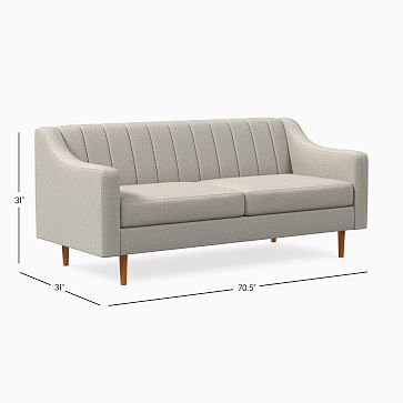 Olive 71" Mailbox Arm Standard Back Sofa, Performance Washed Canvas, White, Pecan - Image 3