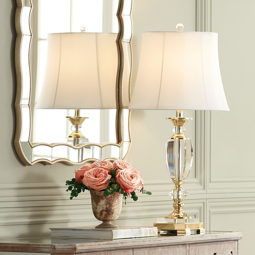Vienna Full Spectrum Crystal and Brass Lamp with Table Top Dimmer - Style # 89K60 - Image 1