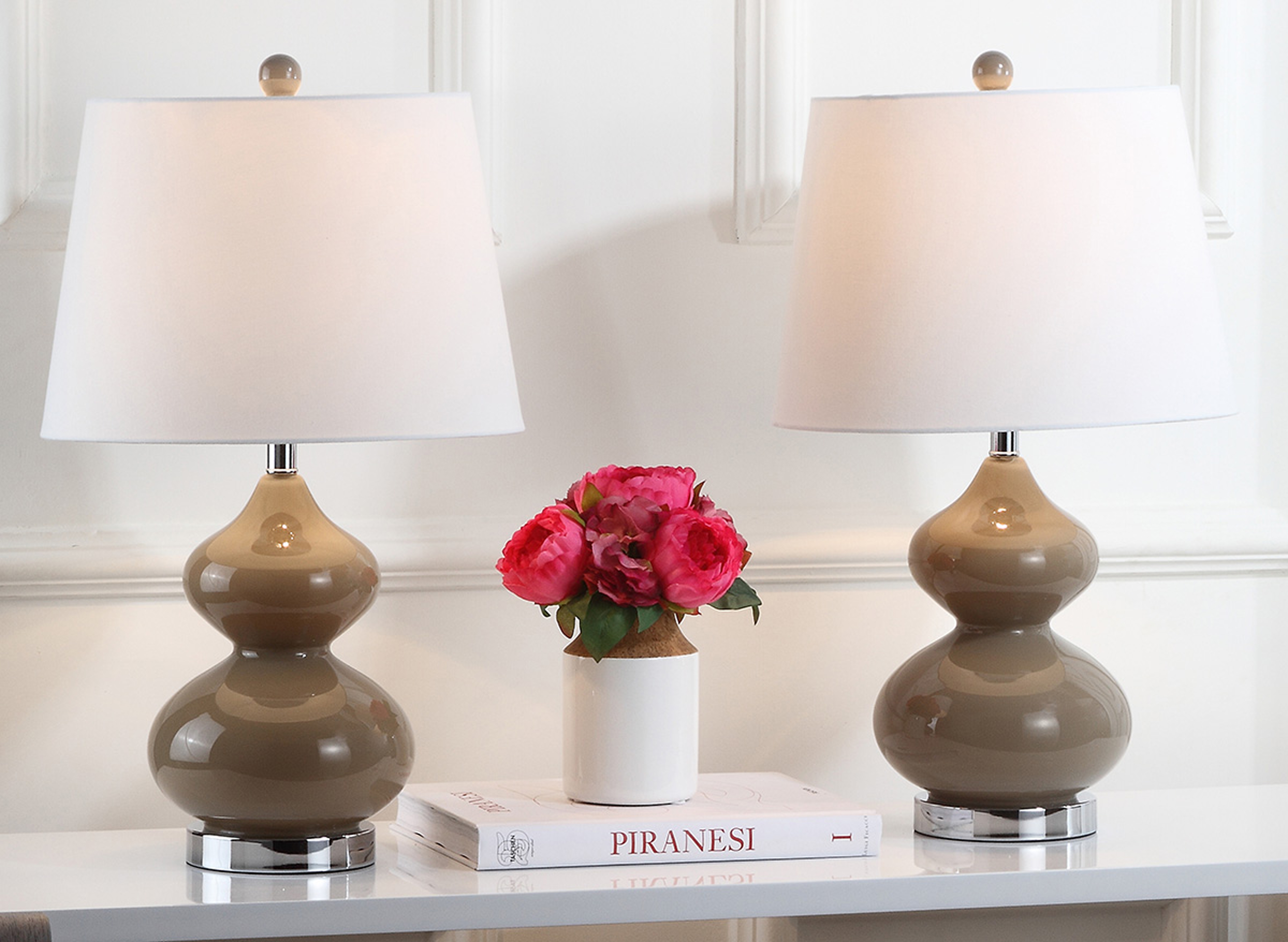 Eva 24-Inch H Double Gourd Glass Table Lamp - Taupe - Safavieh - Image 6