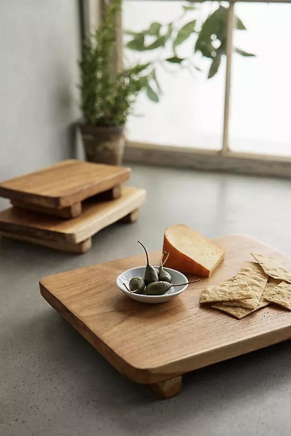 Footed Teak Serving Board, Rectangle - Image 0