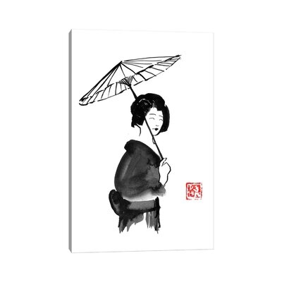Geisha Umbrella by Péchane - Wrapped Canvas Painting Print - Image 0