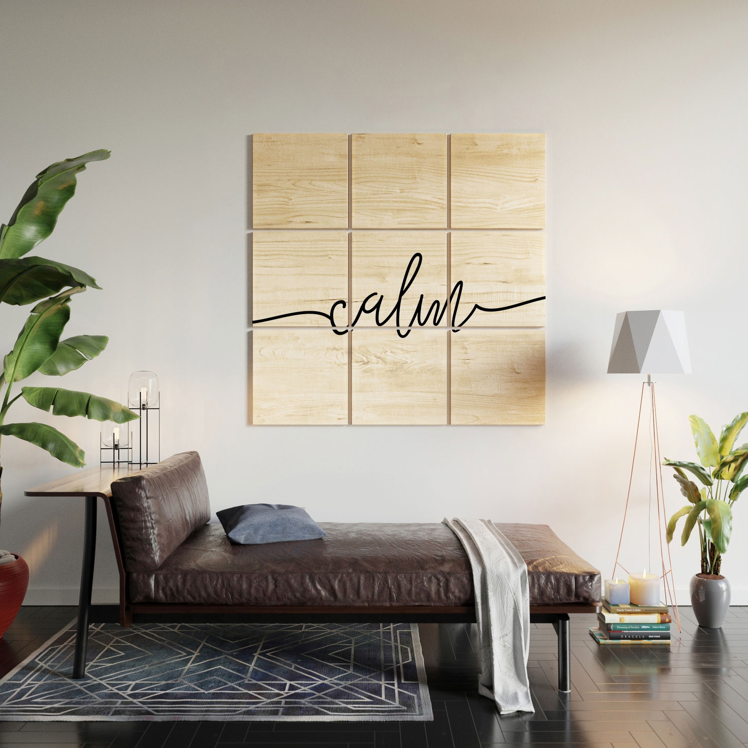 Calm Typo by Sisi and Seb - Wood Wall Mural4' x 4' (Nine 16" Wood Squares) - Image 1