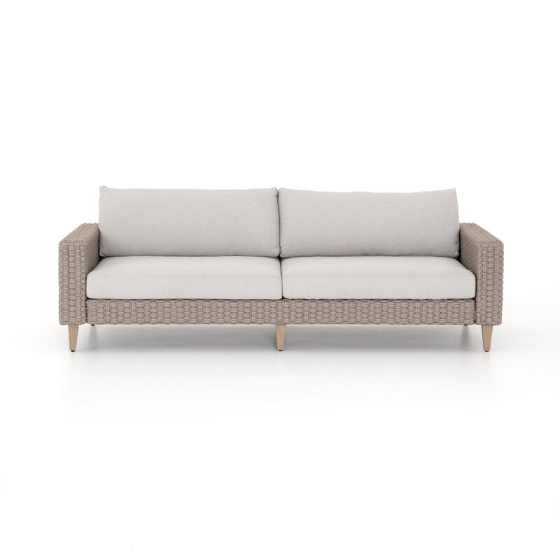 Four Hands Remi Outdoor Sofa - 90" Frame Color: Washed Brown, Cushion Color: Stone Gray - Image 0