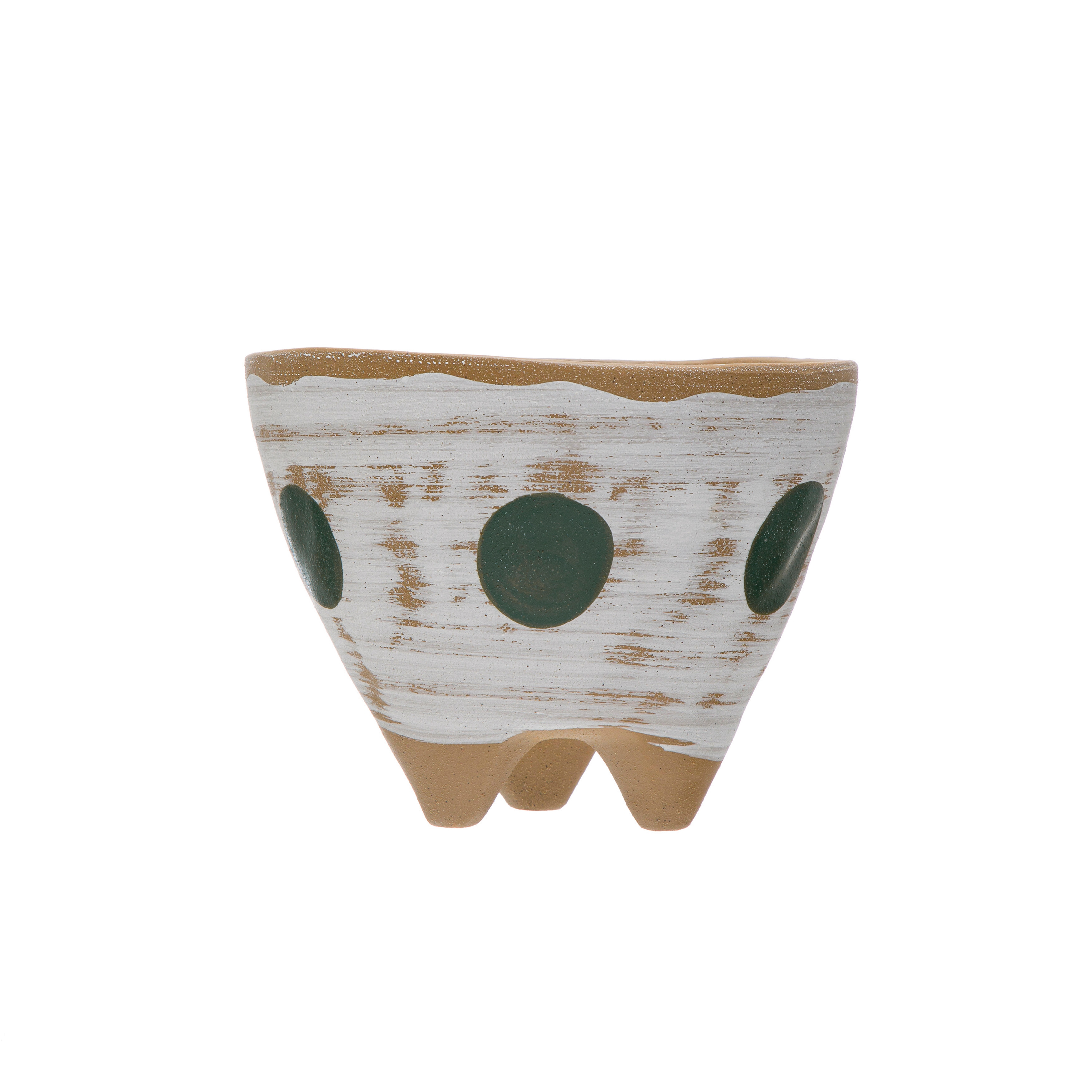 Stoneware Footed Planter with Painted Geometric Design, Multicolor - Image 0