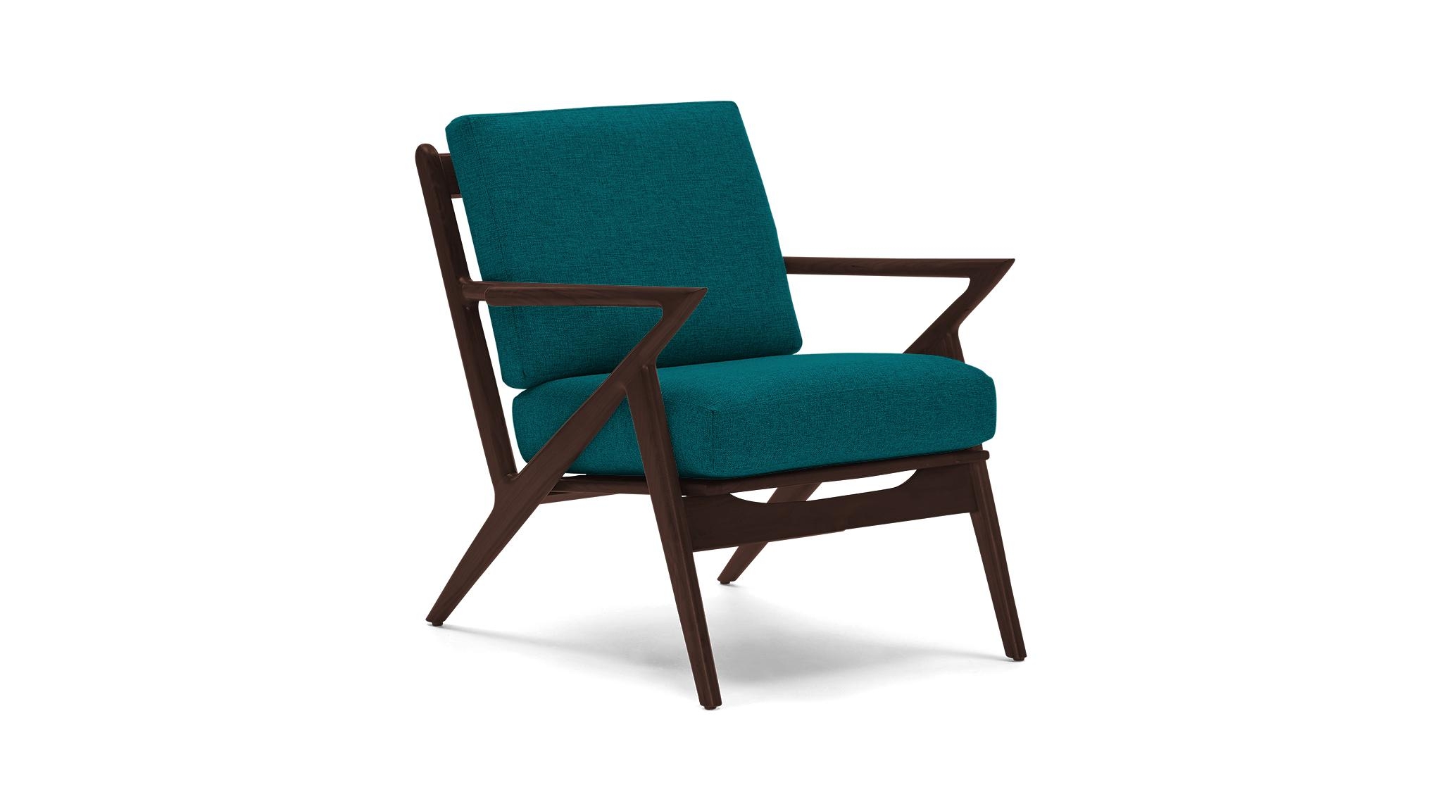 Blue Soto Mid Century Modern Chair - Lucky Turquoise - Walnut - Image 1