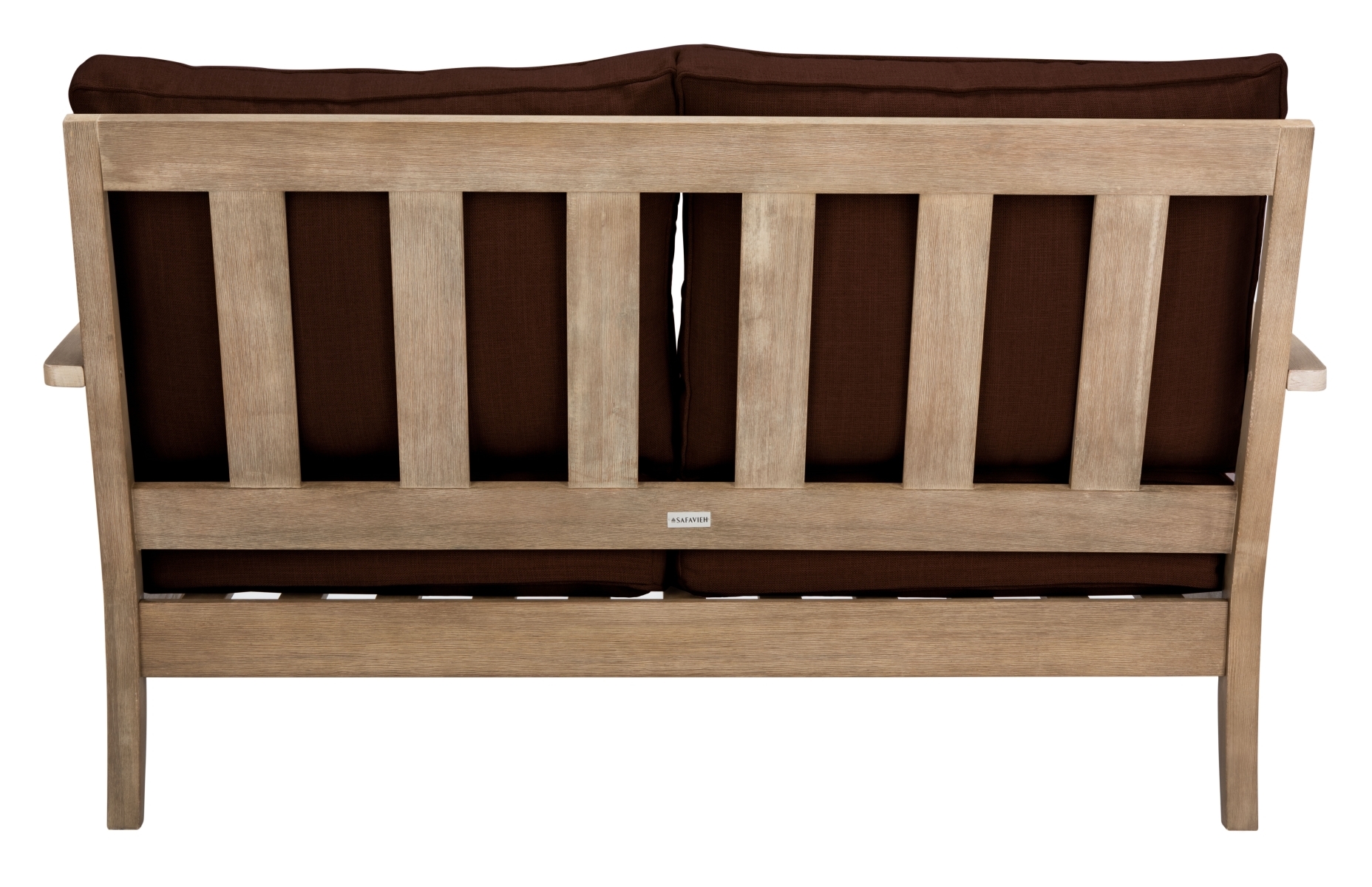 Martinique Wood Patio Loveseat - Natural/Dark Brown - Image 6