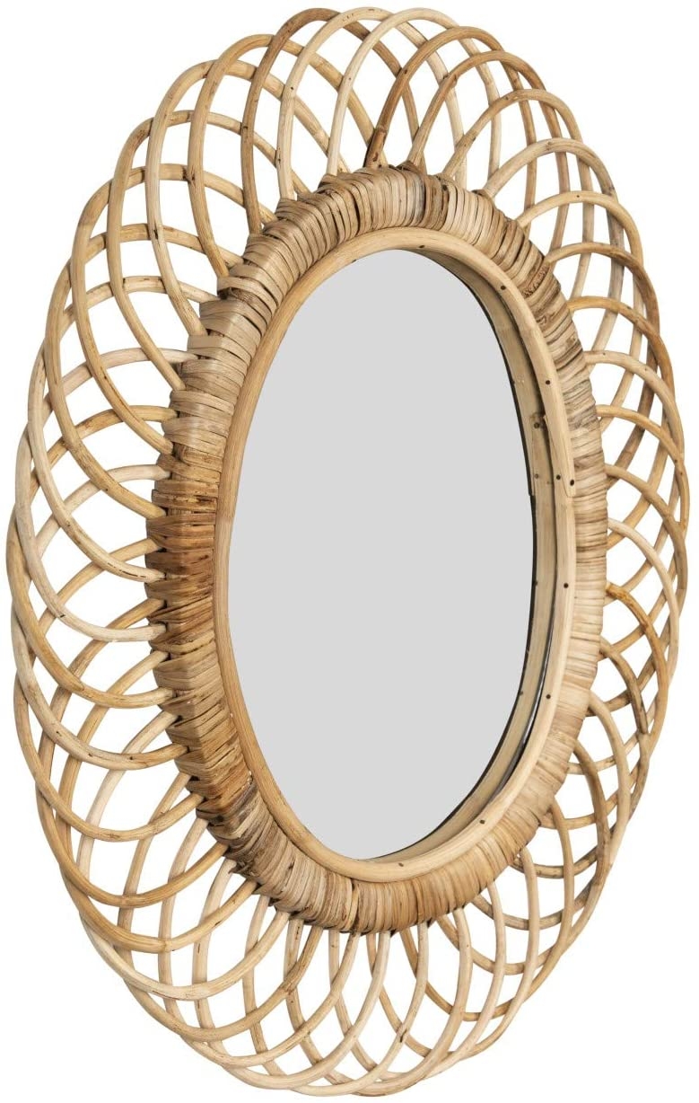 Oval Woven Bamboo Wall Mirror - Image 2