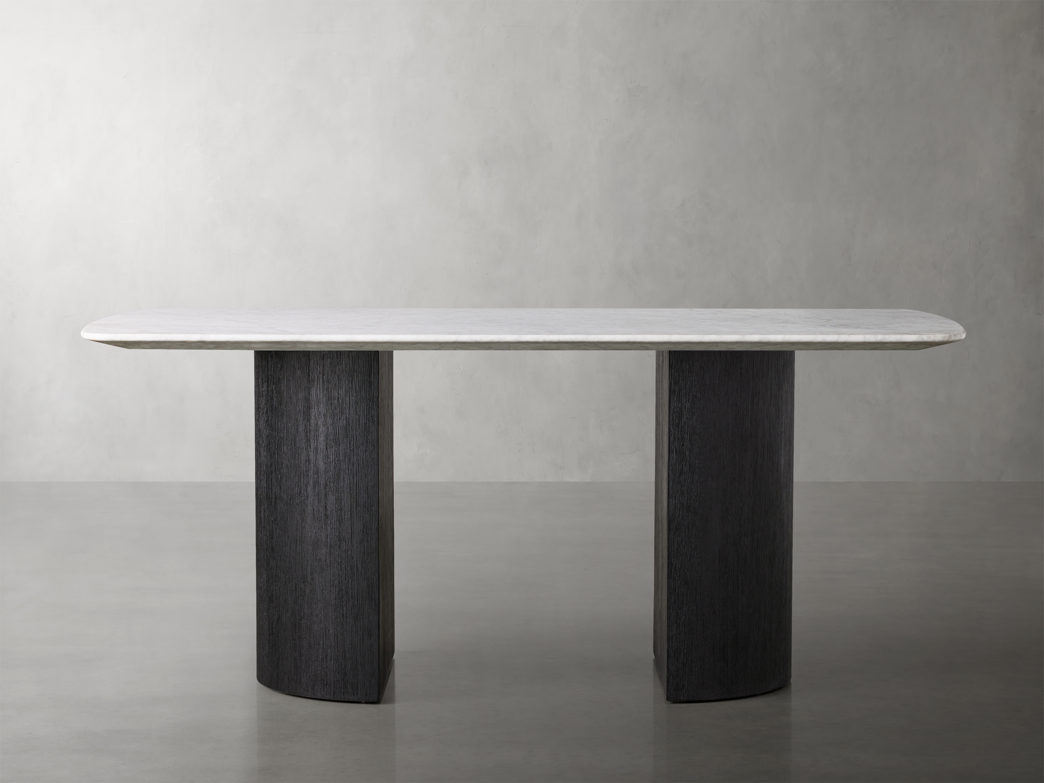 Saint Germain Dining Table with Dauphine Base Stone 72" in White  Carrara/Ebony - Image 0