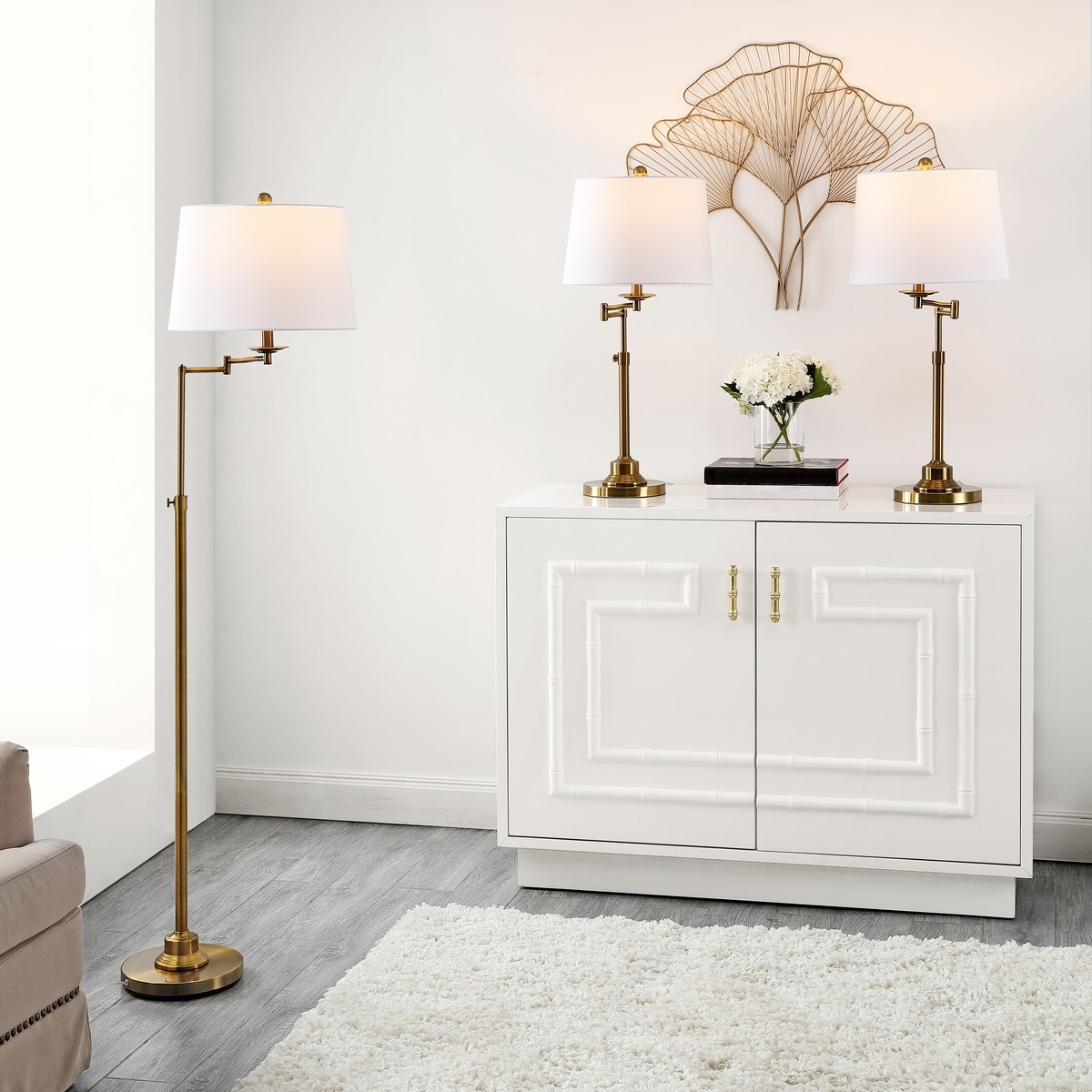 Nadia Floor And Table Lamp Set - Gold - Safavieh - Image 1