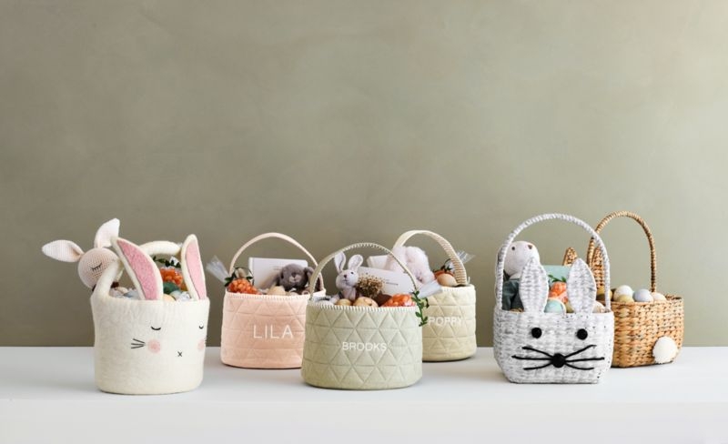 White Woven Bunny Kids Easter Basket - Image 2