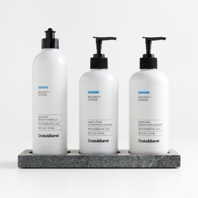 Sea Salt + Citron Hand Soap, Lotion and Dish Soap Set with Hayes Caddy - Image 0