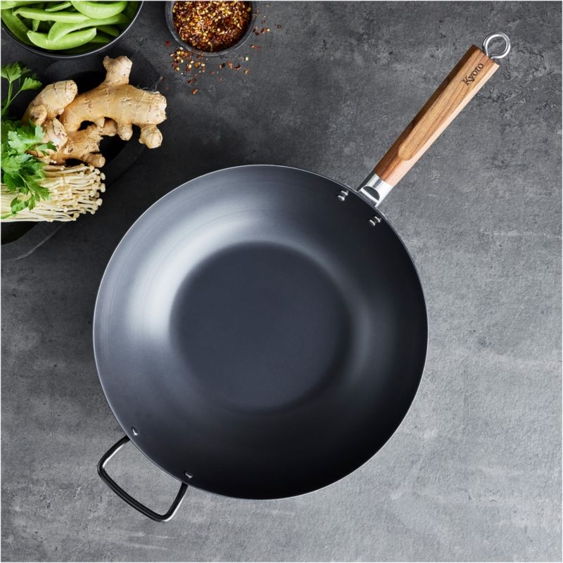 GreenPan™ Kyoto 14" Carbon Steel Wok with Helper Handle - Image 1