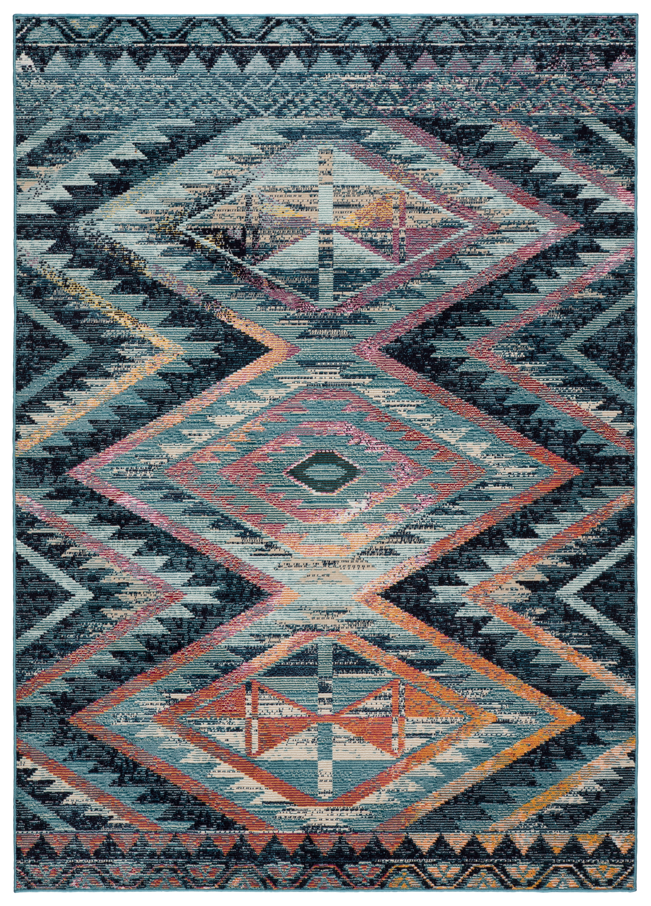 Nikki Chu by Decca Indoor/ Outdoor Tribal Blue/ Multicolor Area Rug (4'X5'8") - Image 0