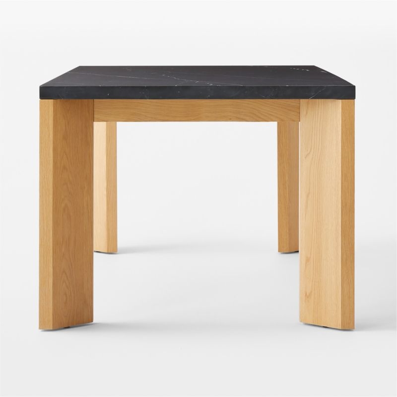 Sydney 72'' Rectangular Black Marble Dining Table with White Oak Legs - Image 3