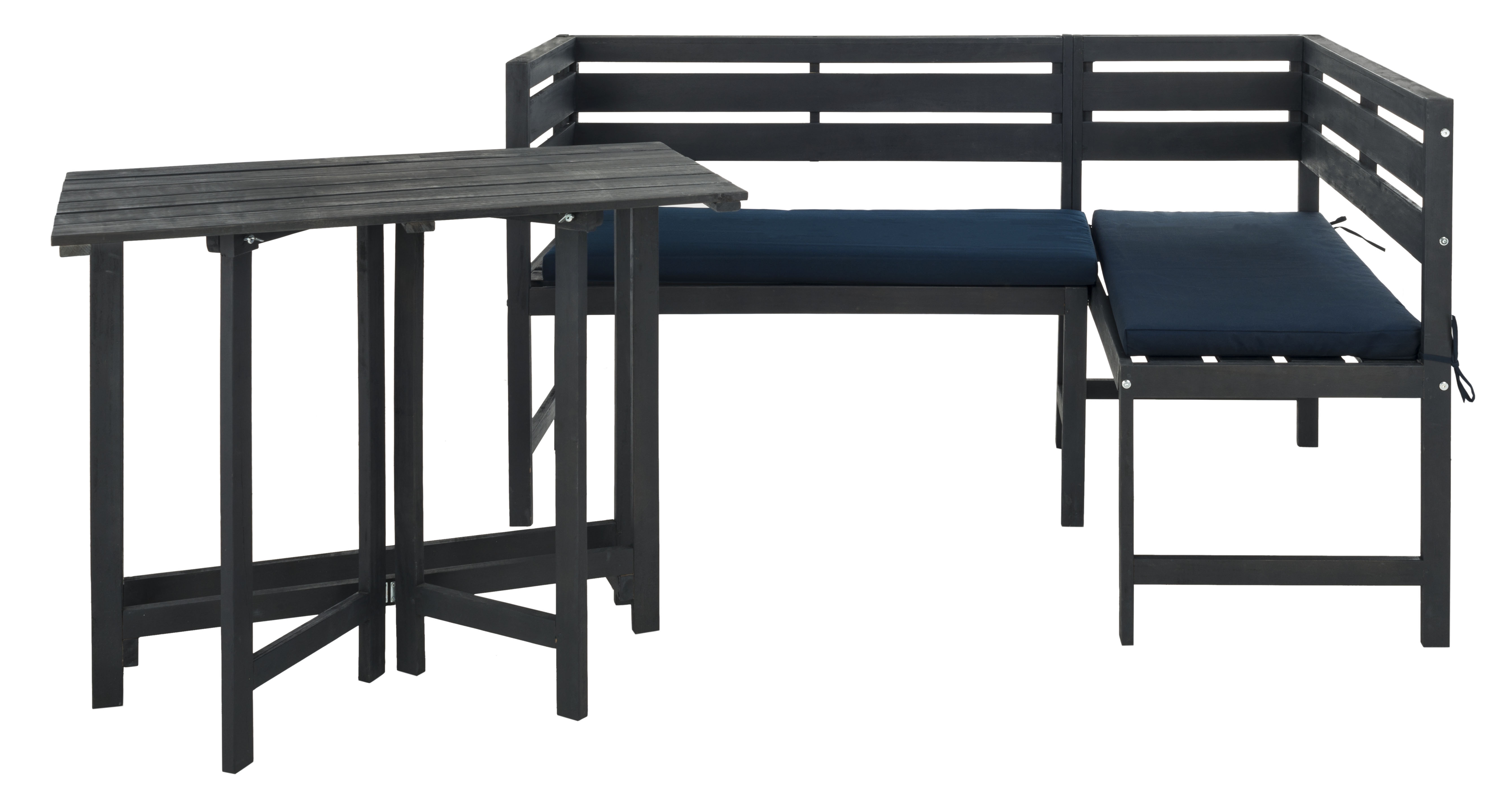 Wilton Balcony Corner Lounge Set - Dark Slate Grey/Navy - Safavieh - Image 0