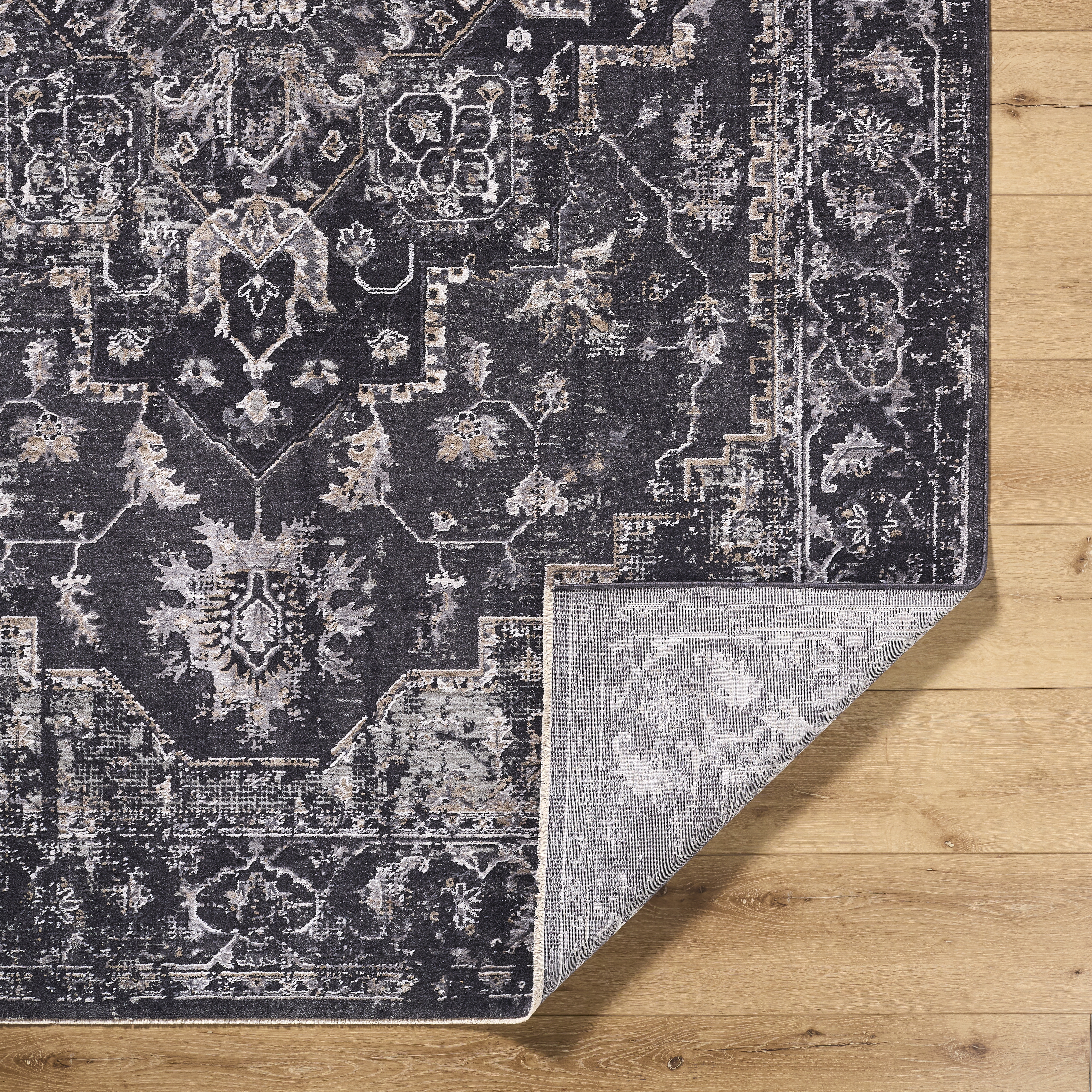 Gakko Black Indoor 5' x 7'5" Machine Woven Rug - Image 3
