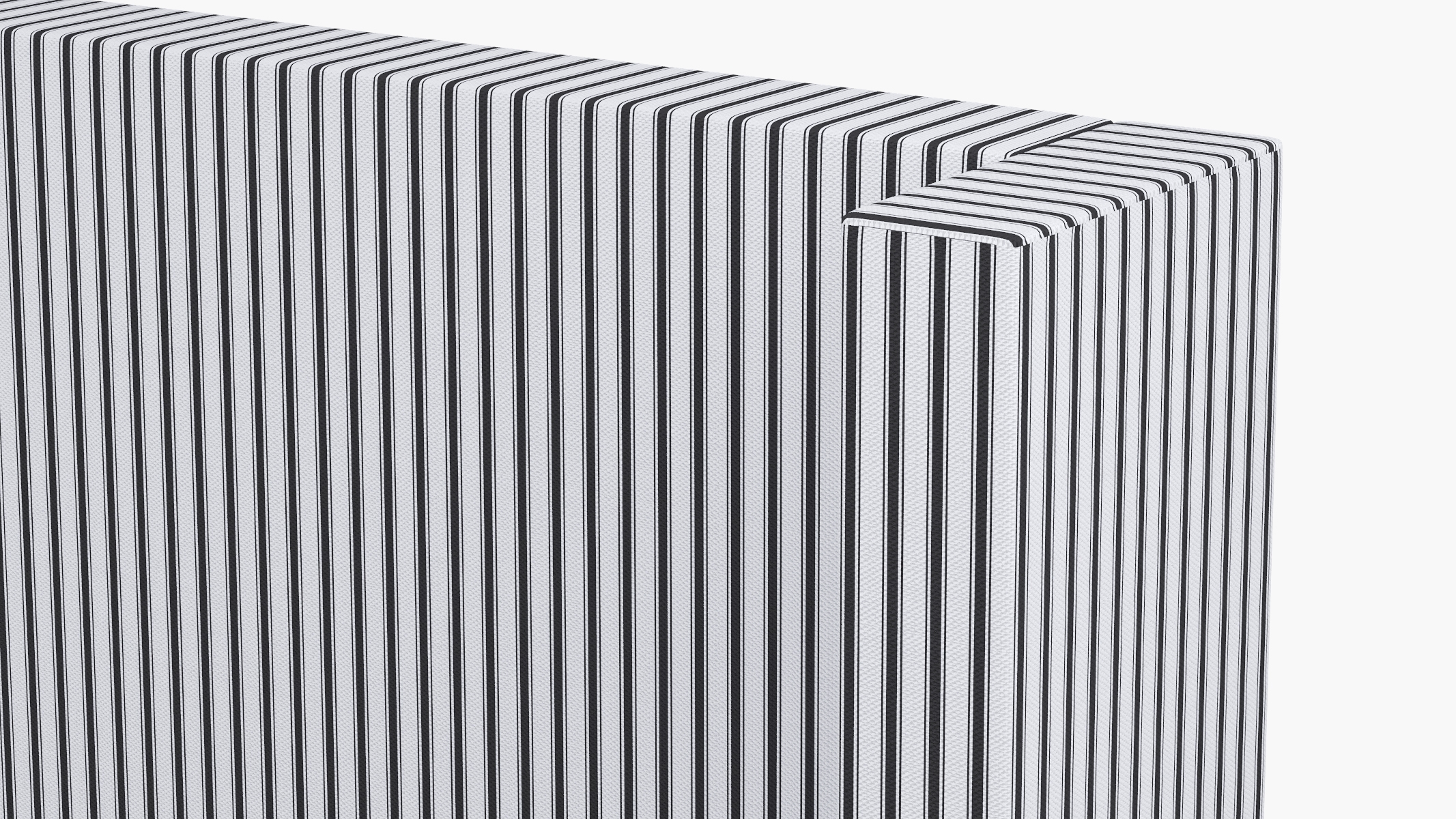 Modern Wingback Headboard, Black Classic Ticking Stripe, Full - Image 2