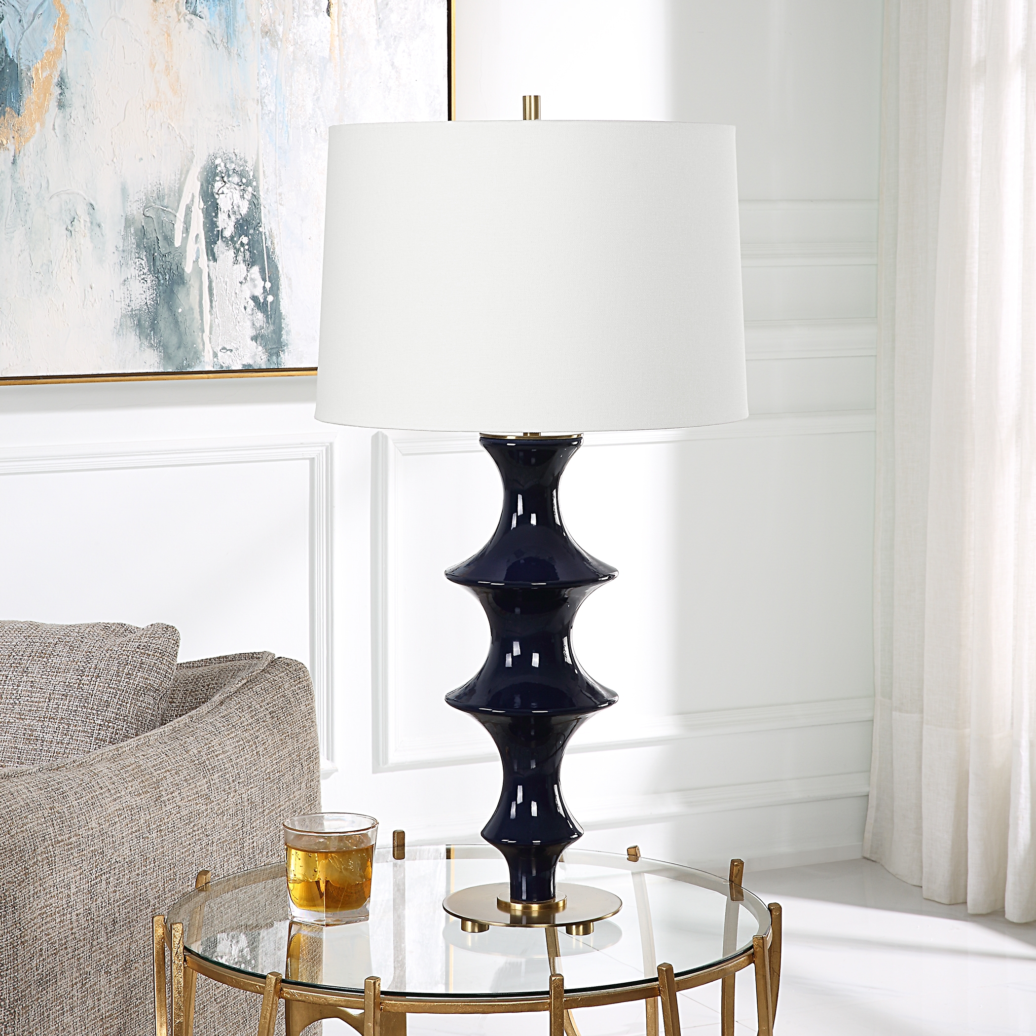 Coil Sculpted Blue Table Lamp - Image 2