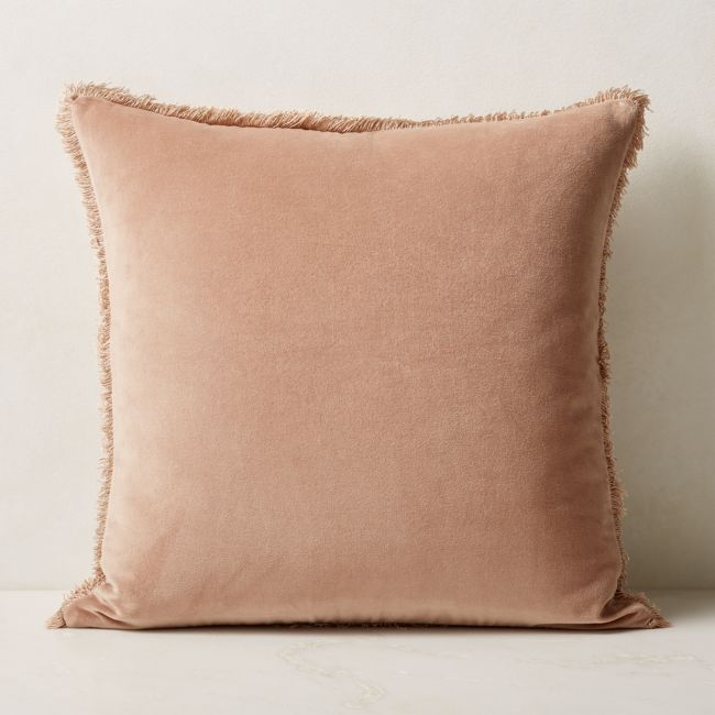 Bettie Light Brown Velvet Throw Pillow with Feather-Down Insert 23'' - Image 0